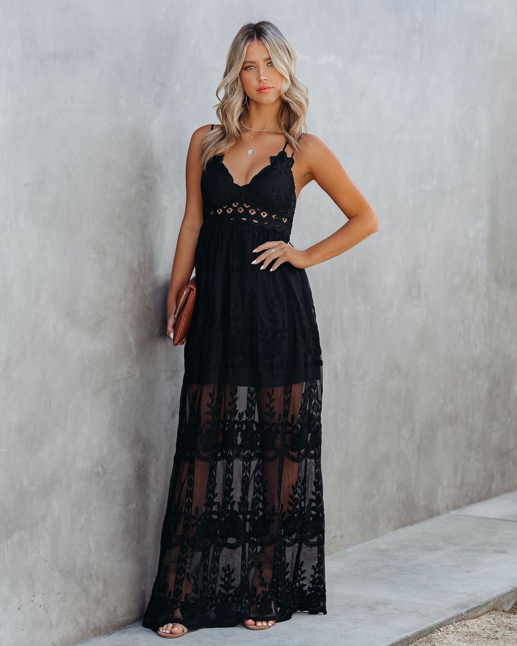 Invite Tranquility Lace Maxi Dress - Black - FINAL SALE Ins Street