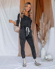 Involved Pocketed Off The Shoulder Knit Jumpsuit - Charcoal Ins Street