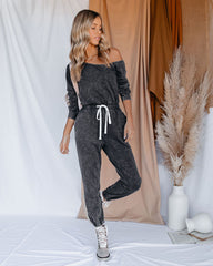 Involved Pocketed Off The Shoulder Knit Jumpsuit - Charcoal Ins Street