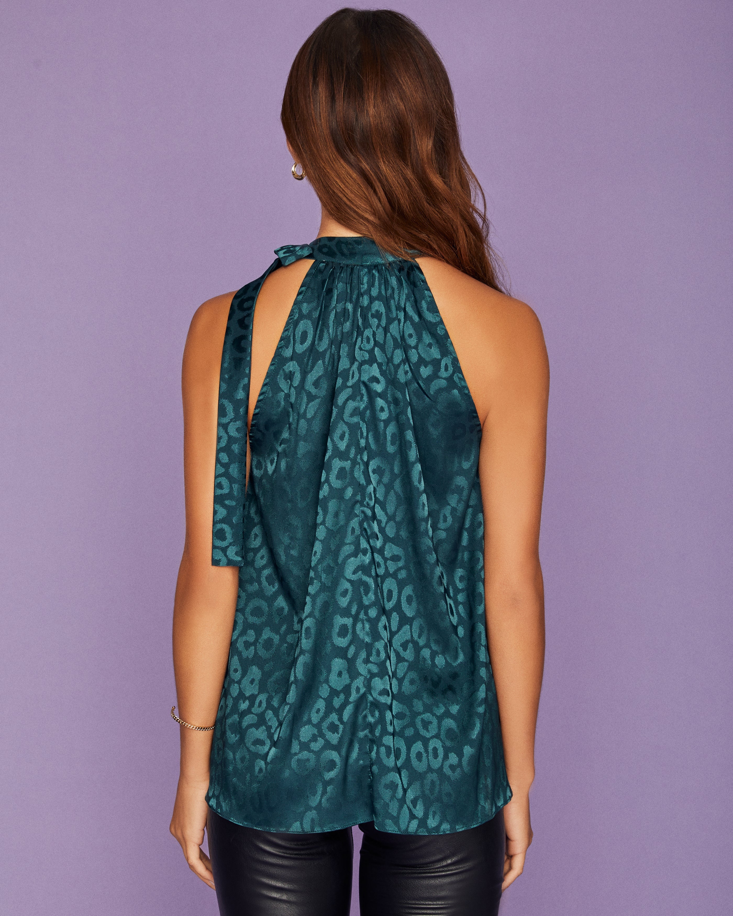 Jaxen Satin Embossed Tie Blouse - Forest Green - FINAL SALE Ins Street