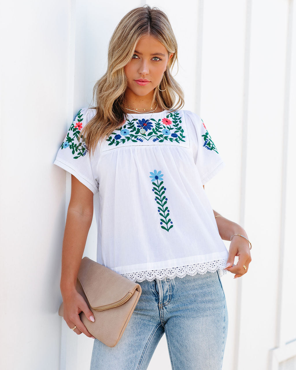 Jakota Cotton Embroidered Babydoll Top Ins Street