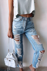 Jammin' On Boyfriend Jeans - Light Wash Ins Street