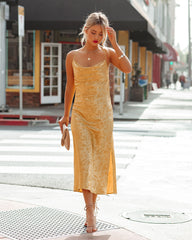 Janene Satin Cowl Neck Midi Dress - Golden Yellow - FINAL SALE Ins Street