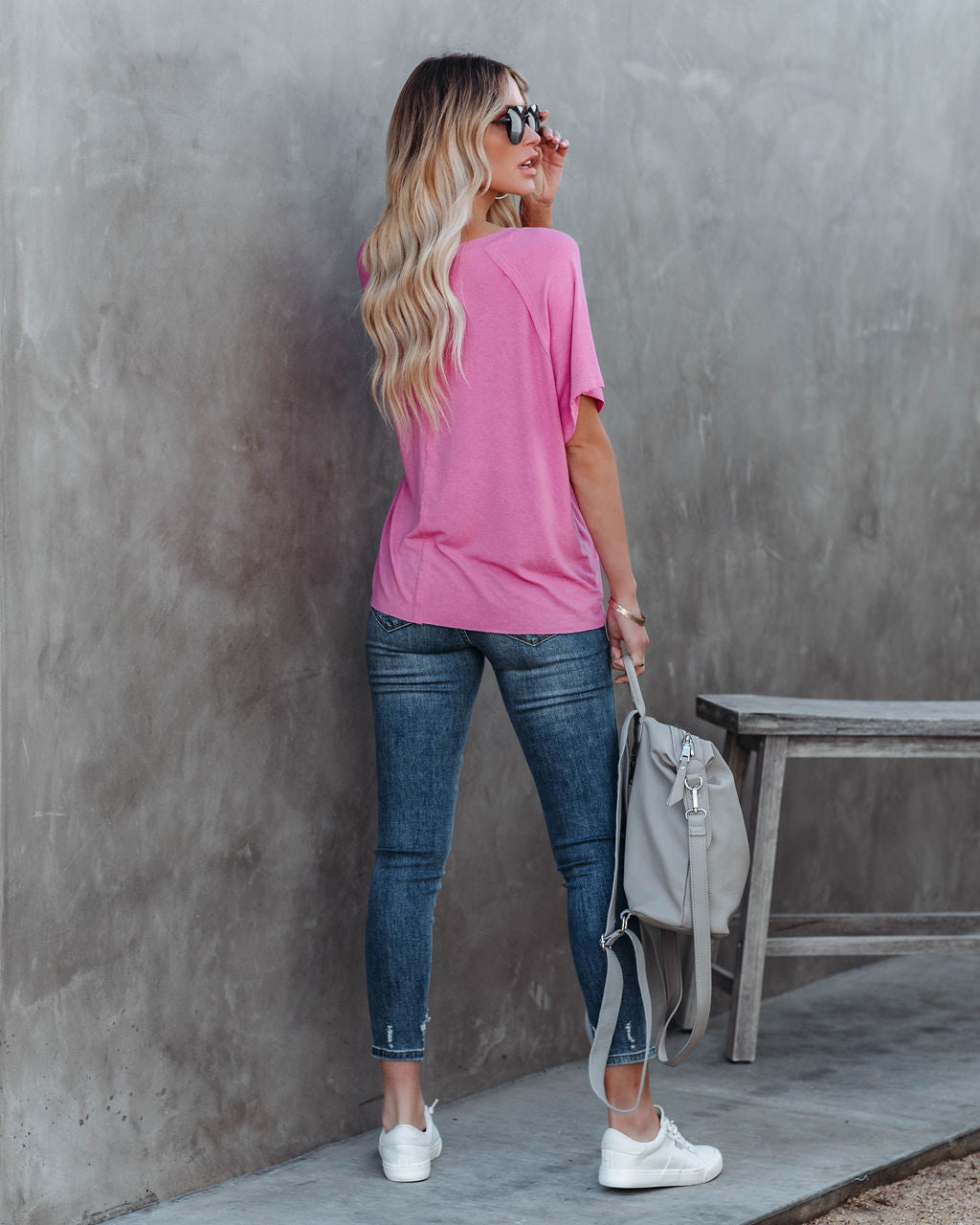 Jaxon Cotton Blend Unfinished Tee - Bubblegum Ins Street