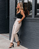Jazlyn Pocketed High Rise Trousers - Light Taupe Ins Street
