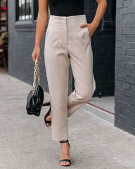 Jazlyn Pocketed High Rise Trousers - Light Taupe Ins Street