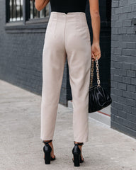 Jazlyn Pocketed High Rise Trousers - Light Taupe Ins Street