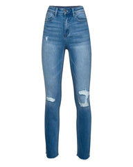 Jeanne High Rise Distressed Slim Straight Denim Ins Street