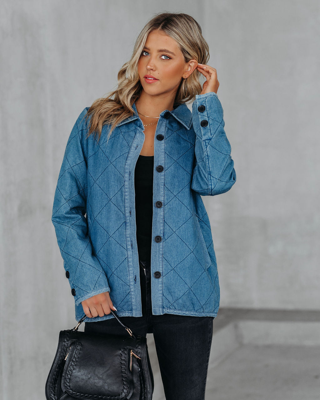 Jonny Cotton Blend Pocketed Quilted Jacket - Denim Blue - FINAL SALE Ins Street