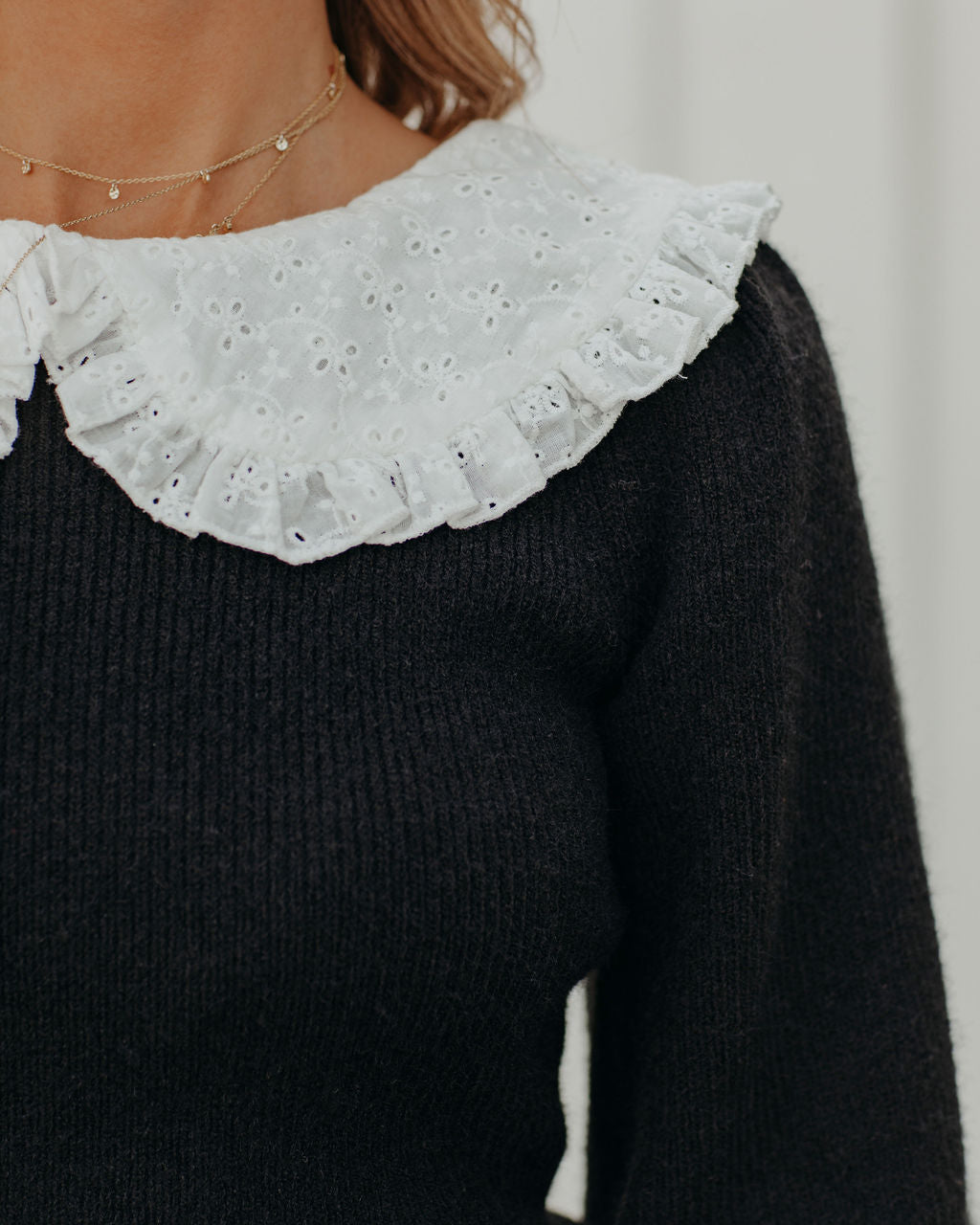 Jules Eyelet Collar Knit Sweater - FINAL SALE Ins Street