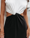 PREORDER - Juliet Cutout Twist Knit Maxi Dress - White Black Ins Street