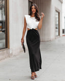 PREORDER - Juliet Cutout Twist Knit Maxi Dress - White Black