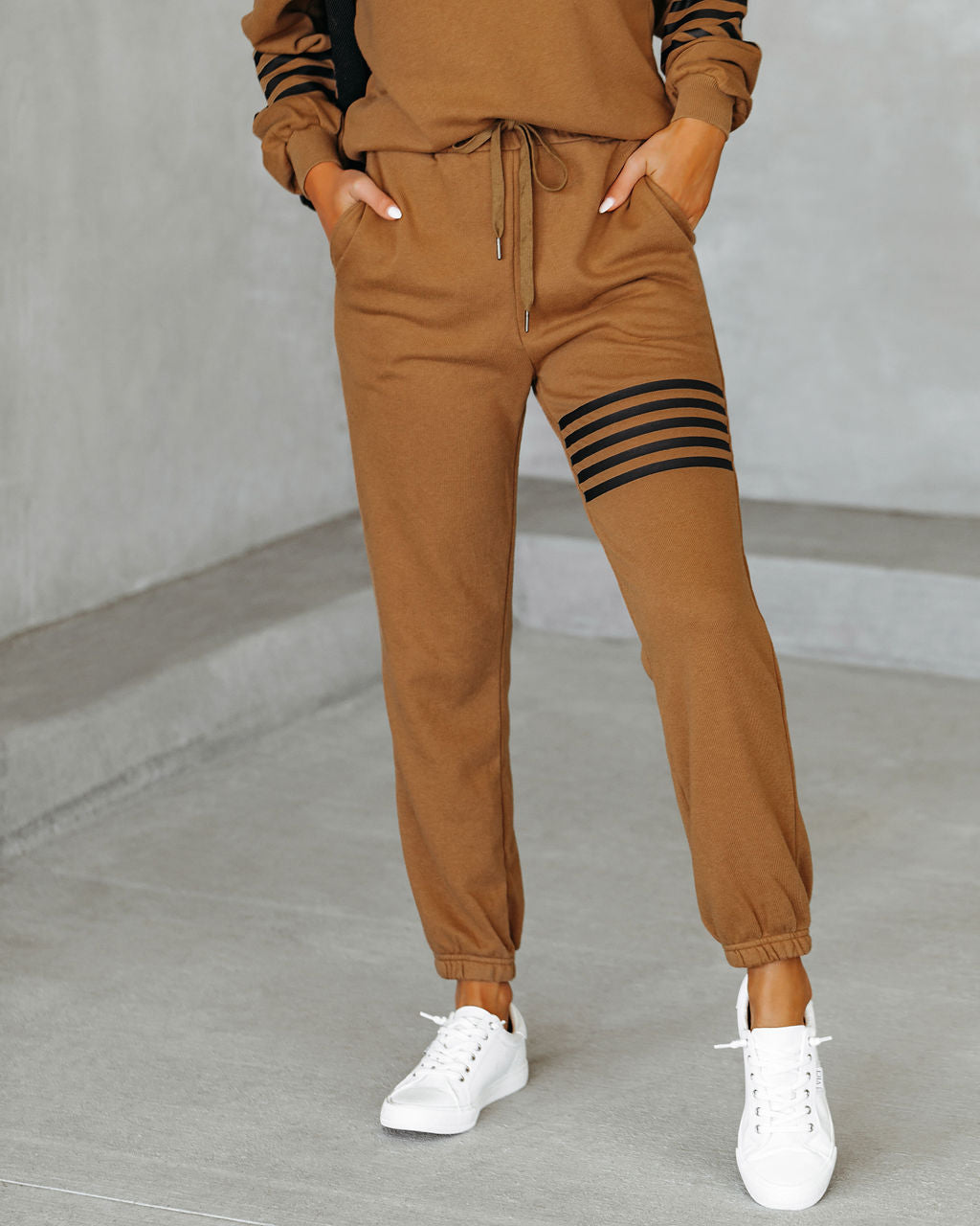 Kaily Cotton Blend Pocketed Joggers - Camel Ins Street