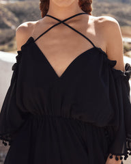 Kick The Dust Cold Shoulder Romper - Black Ins Street