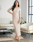 Alexina Long Sleeve Ribbed Knit Maxi Dress - Beige - FINAL SALE TYCH-001