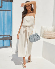 Kyrie Strapless Pocketed Knit Jumpsuit - Cream Ins Street