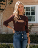 Kadine Crop Knit Cutout Sweater - Brown - FINAL SALE Ins Street