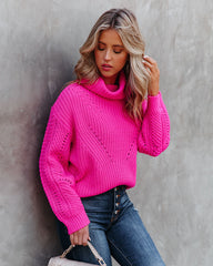 Kaio Turtleneck Knit Sweater - Fuchsia Ins Street