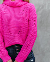 Kaio Turtleneck Knit Sweater - Fuchsia Ins Street