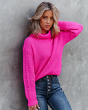 Kaio Turtleneck Knit Sweater - Fuchsia Ins Street
