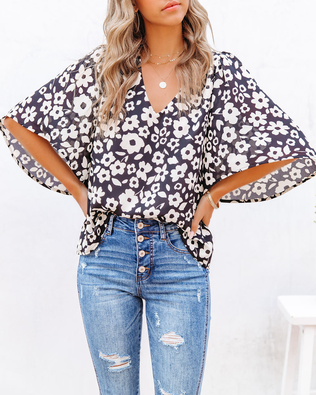 Kalani Floral Bell Sleeve Blouse Ins Street