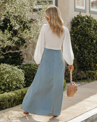 Kallie Satin Slit Maxi Skirt - Dusty Blue - FINAL SALE Ins Street