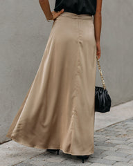 Kallie Satin Slit Maxi Skirt - Golden Taupe - FINAL SALE Ins Street