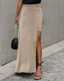 Kallie Satin Slit Maxi Skirt - Golden Taupe - FINAL SALE Ins Street