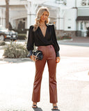 Kate High Rise Faux Leather Pants - Brown Ins Street