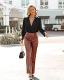 Kate High Rise Faux Leather Pants - Brown Ins Street