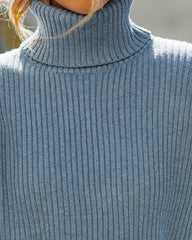 Kaylon Ribbed Turtleneck Knit Sweater - Dusty Blue - FINAL SALE Ins Street