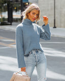 Kaylon Ribbed Turtleneck Knit Sweater - Dusty Blue - FINAL SALE Ins Street