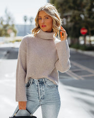 Kaylon Ribbed Turtleneck Knit Sweater - Taupe - FINAL SALE Ins Street