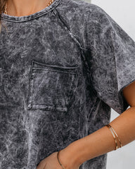 Kaylor Cropped Mineral Wash Pocket Tee - Charcoal Ins Street