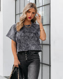 Kaylor Cropped Mineral Wash Pocket Tee - Charcoal Ins Street