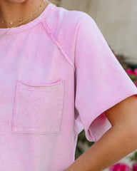 Kaylor Cropped Mineral Wash Pocket Tee - Pink Ins Street