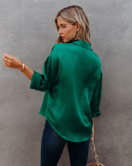 Kelsa Satin Button Down Pocket Blouse - FINAL SALE Ins Street