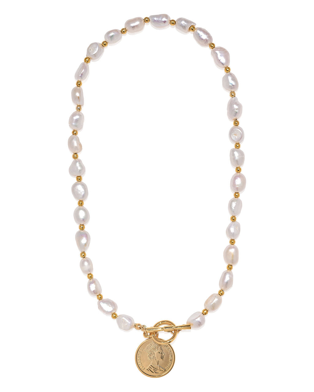 Kennedy Pearl Toggle Coin Necklace - Gold Ins Street