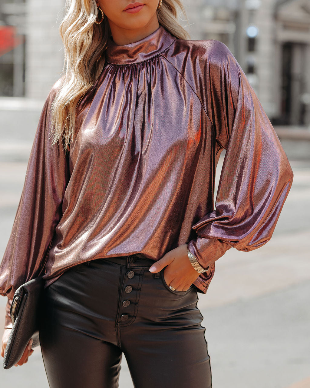 Kiarra Metallic Blouse - Rose - FINAL SALE Ins Street