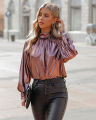 Kiarra Metallic Blouse - Rose - FINAL SALE Ins Street