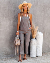 Kiko Pocketed Linen Blend Jumpsuit - Grey Ins Street