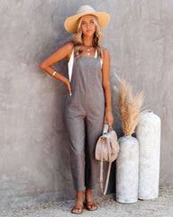 Kiko Pocketed Linen Blend Jumpsuit - Grey Ins Street