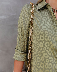 Kingdom Satin Embossed Button Down Blouse - Moss - FINAL SALE Ins Street