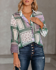 Kollin Mix Print Button Down Blouse - FINAL SALE Ins Street