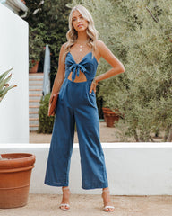 Koloa Cotton Tie Front Jumpsuit - Navy - FINAL SALE Ins Street