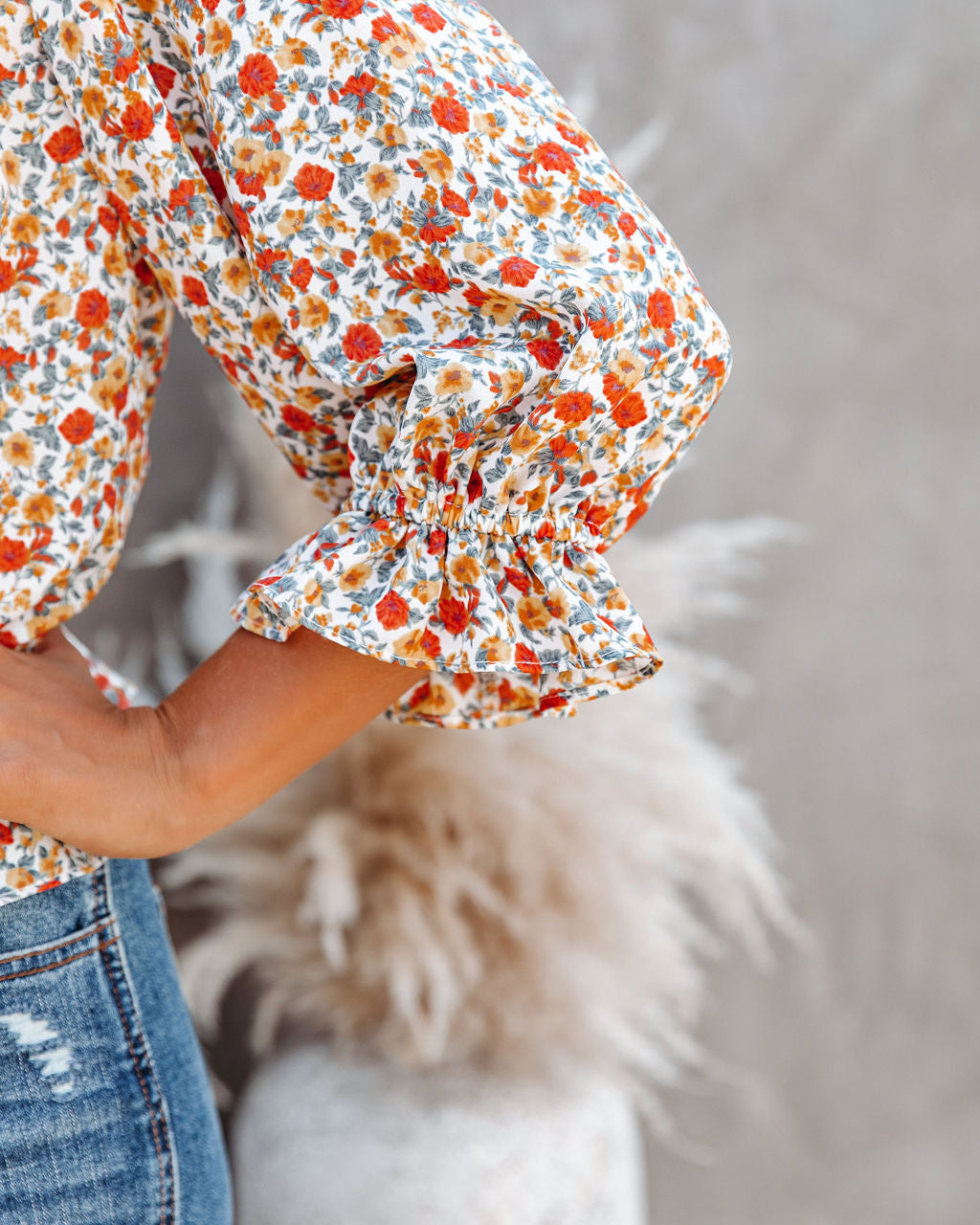 Kurtis Floral Ruffle Crop Blouse Ins Street