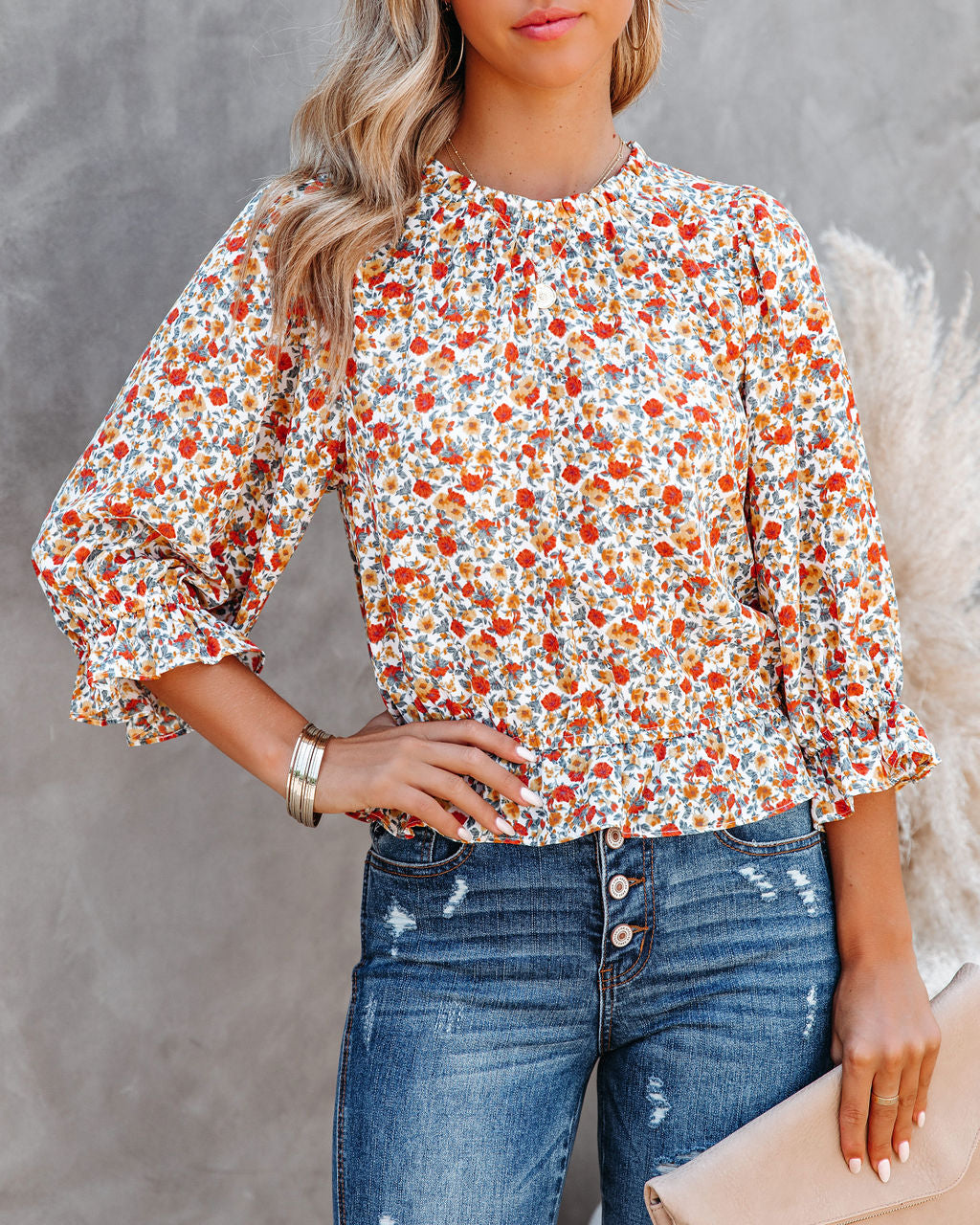 Kurtis Floral Ruffle Crop Blouse Ins Street