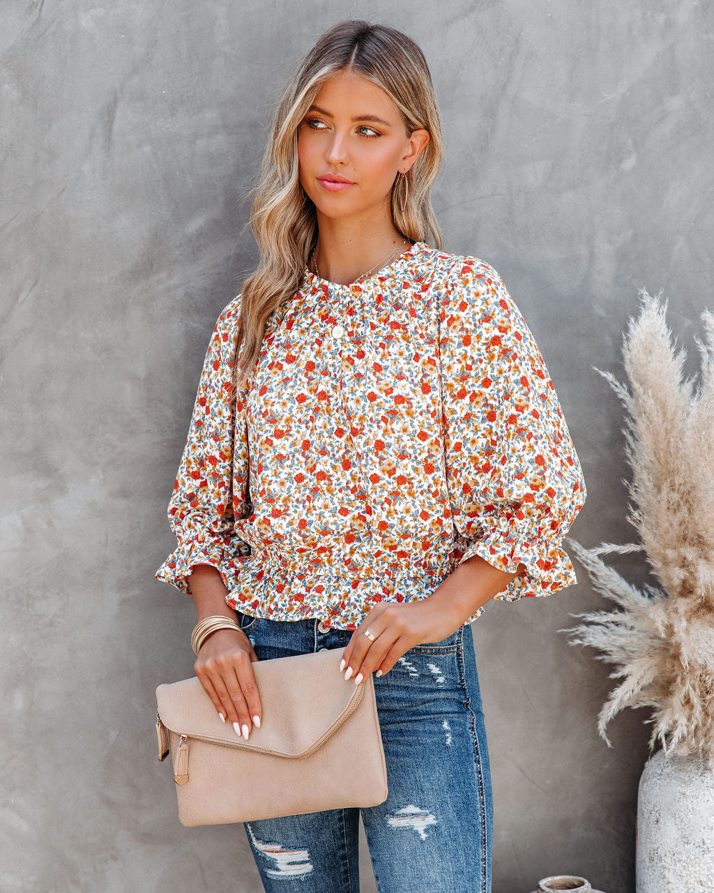 Kurtis Floral Ruffle Crop Blouse Ins Street