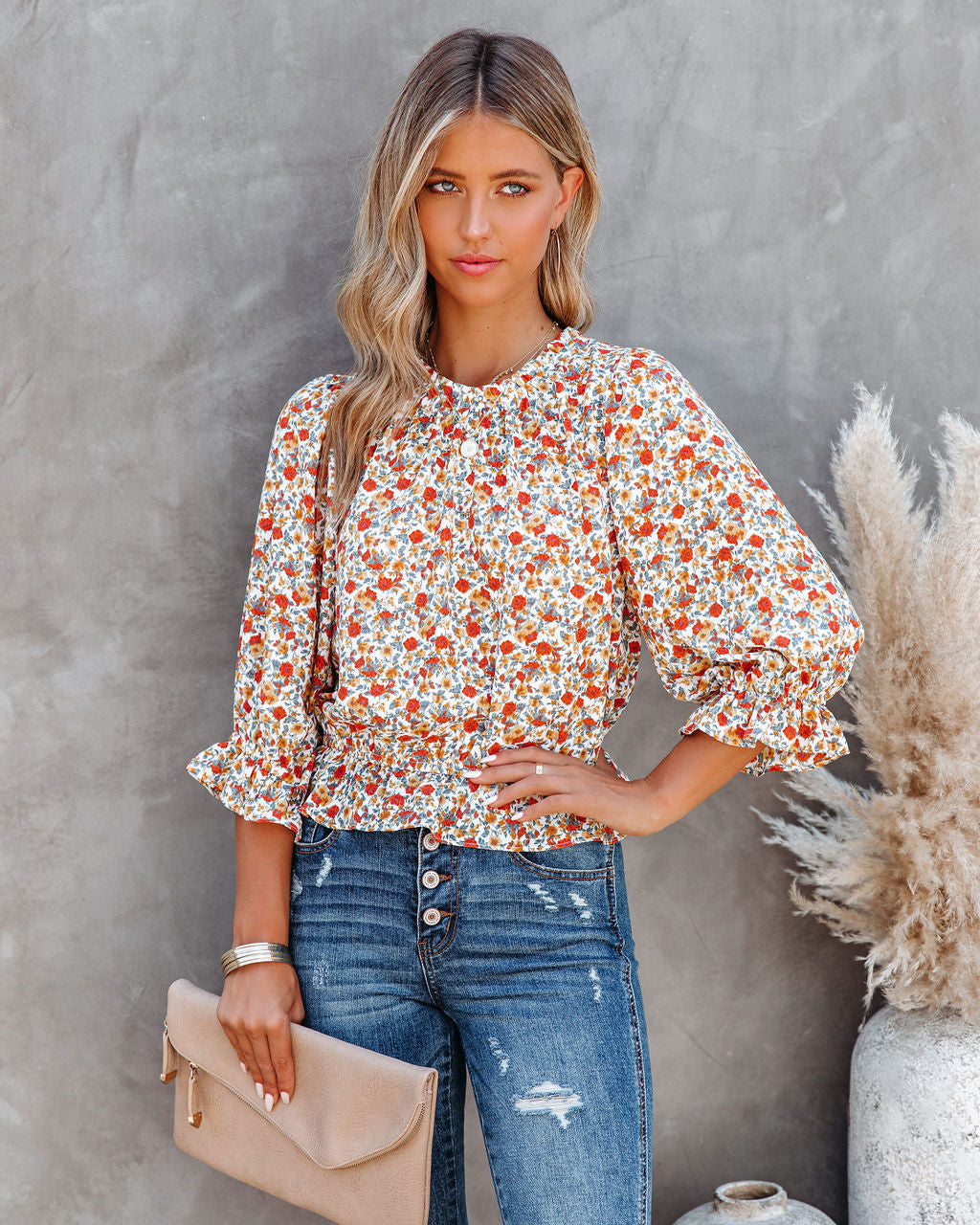 Kurtis Floral Ruffle Crop Blouse Ins Street