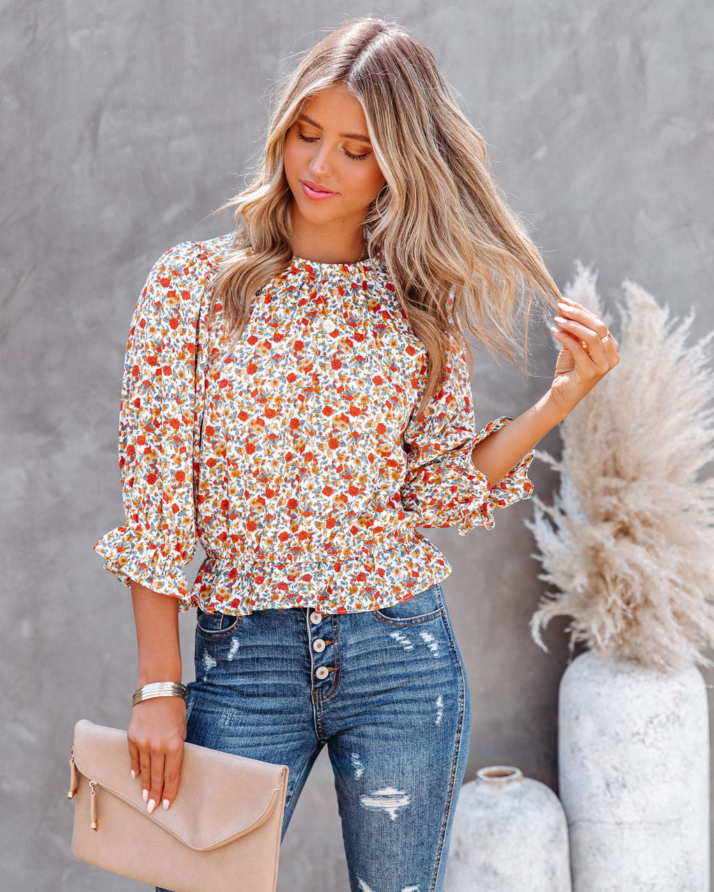 Kurtis Floral Ruffle Crop Blouse Ins Street